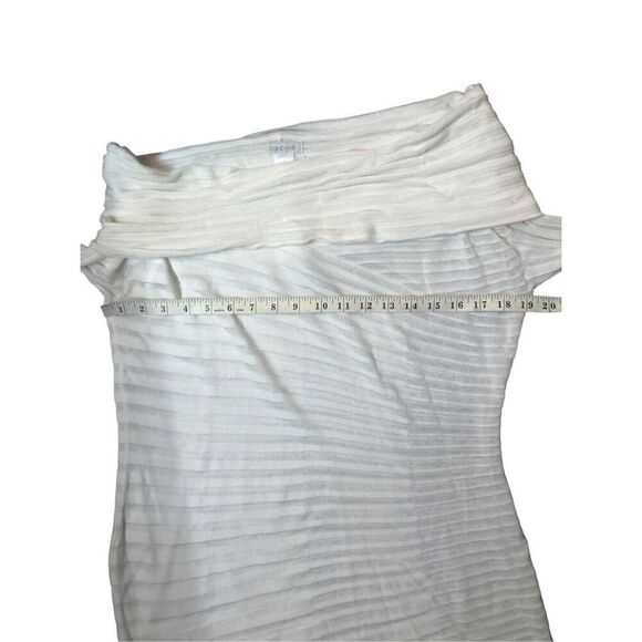 Cache white long sleeved ribbed knit pullover style sweater with cowl neck. Size - Picture 9 of 11